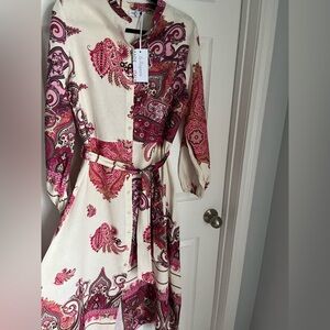 Le Ragazze made in Italy Pink and Cream Paisley Dress